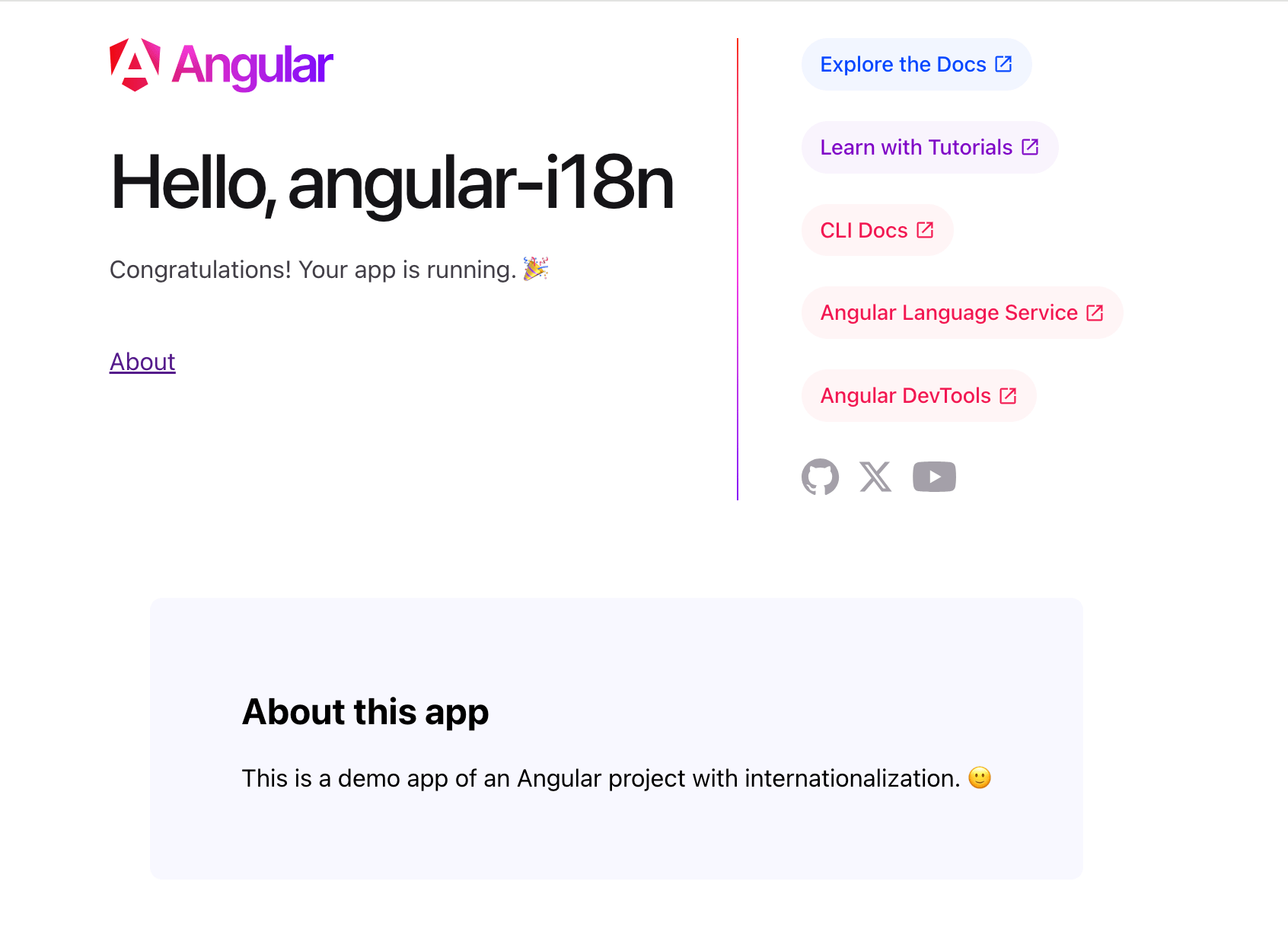 Angular app with About page